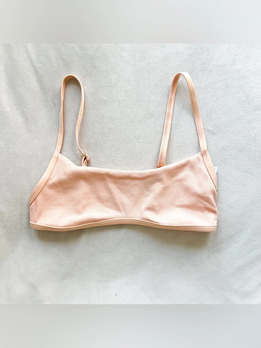l*space Ribbed Bralette Bikini Top in Peach - Medium